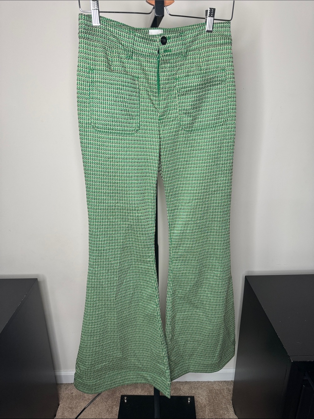 Maeve Green Houndstooth Boot Cut Pants